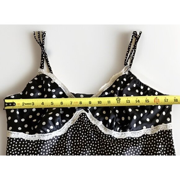 GILLIGAN & O'MALLEY Polka Dot Lace Trim Slip Dress Adjustable Straps Size Large - Picture 4 of 4